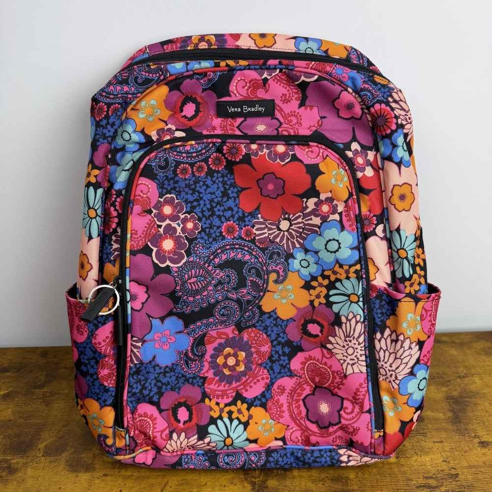 Vera Bradley Multicolor Paisley Floral Backpack Women Lightweight Soft Case